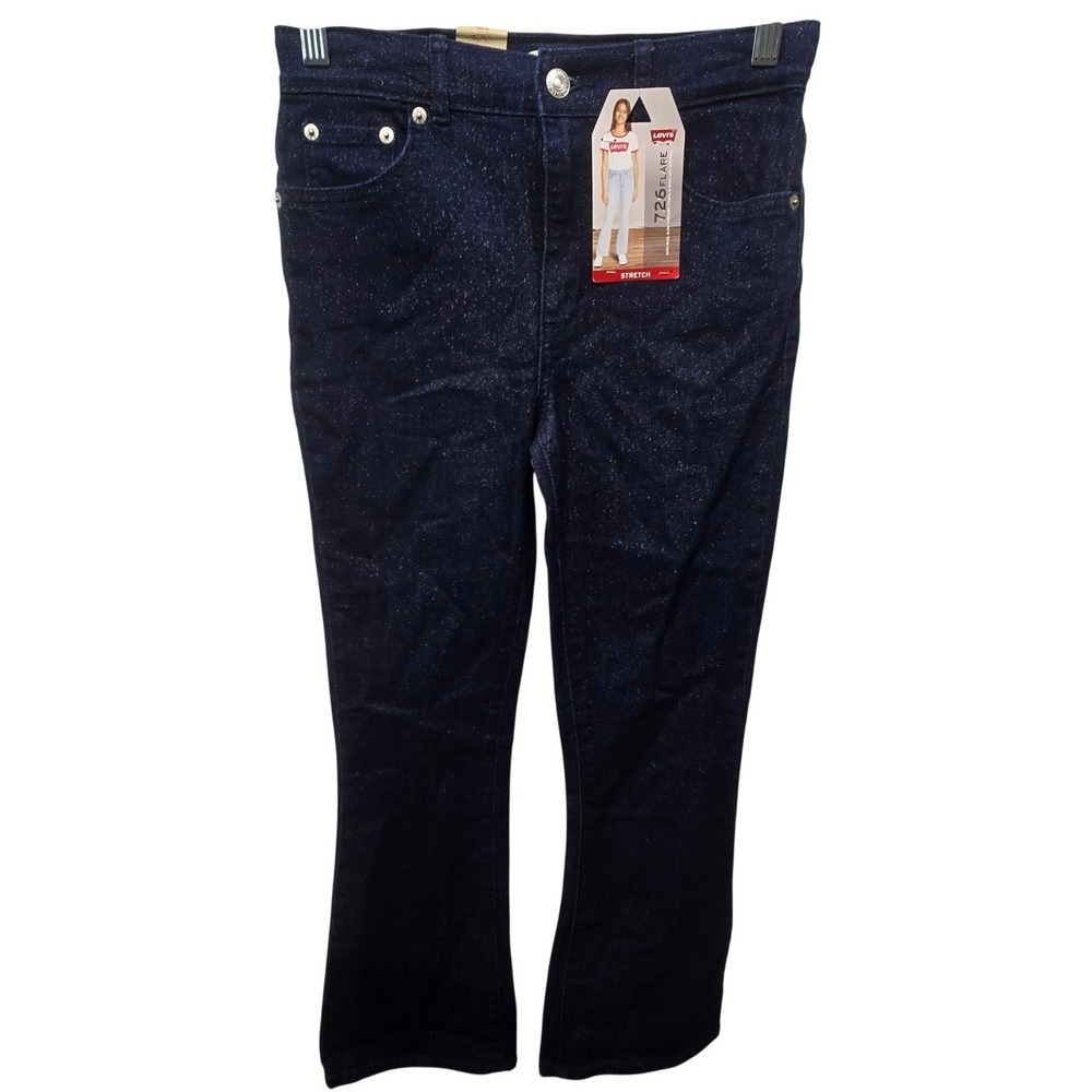 Levis 726 Flare Girls Jeans Size 14 Regular High Rise Stretch Indigo Blue New